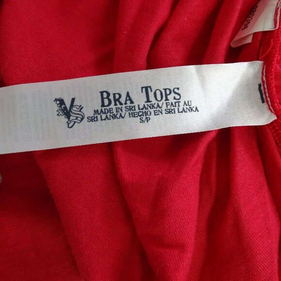 Bra Tops Red One Shoulder Top Women Size S Ruffle Sleeve Ruched Built In Bra - Picture 7 of 12